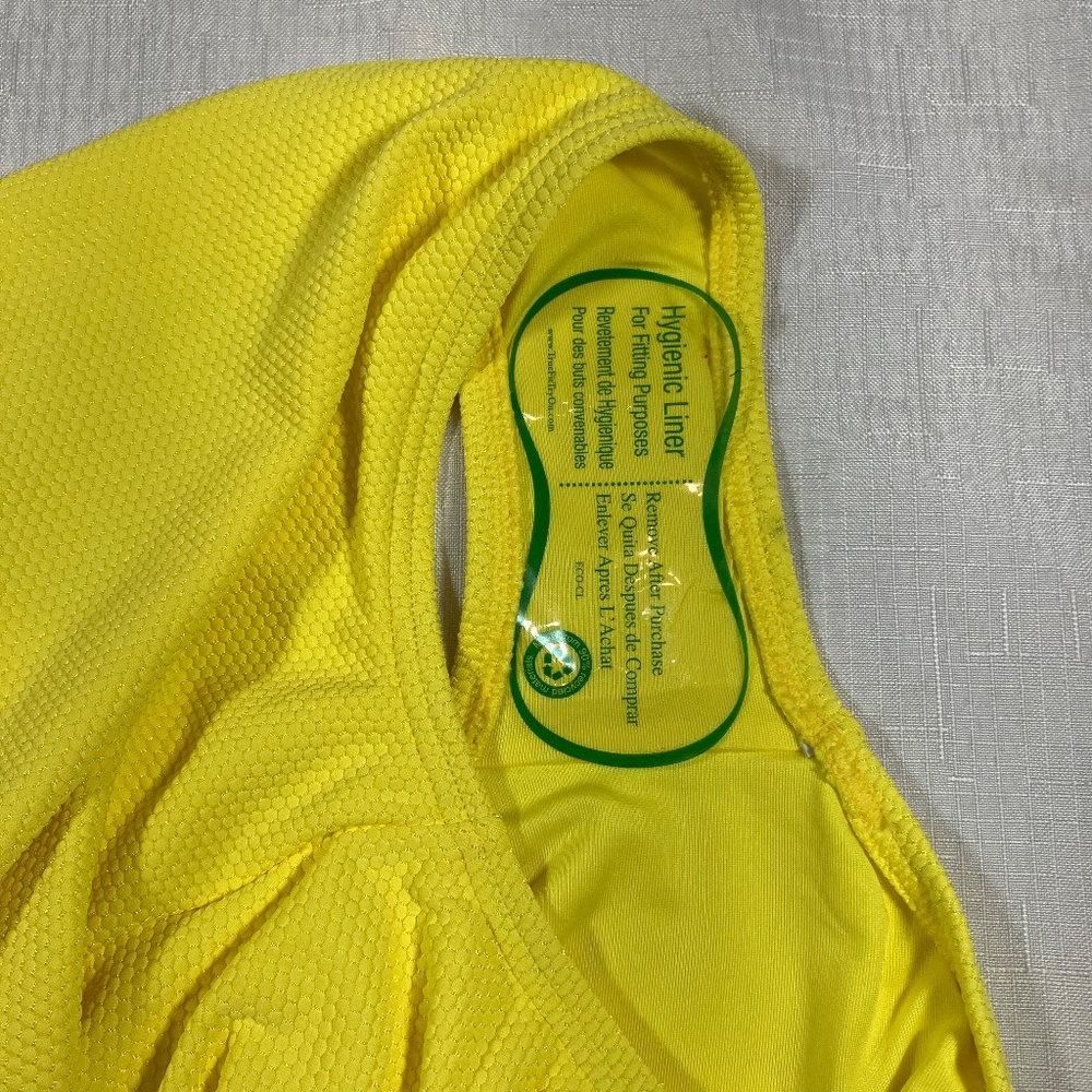 NWT Kate Spade YELLOW Scalloped Plunge One Piece Swimsuit, Size Small - Picture 9 of 12